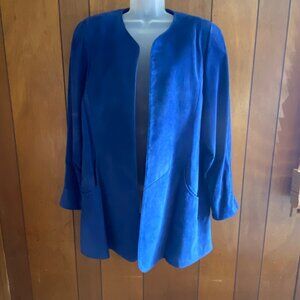 Danier Suede Jacket Womens Small Royal Blue 
Leather Open Front‎ Blazer Classic